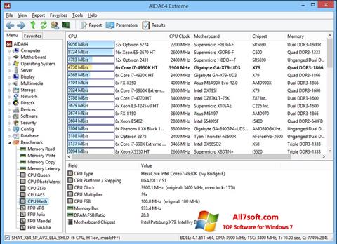 Petikan skrin AIDA32 untuk Windows 7