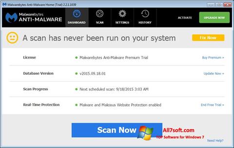 Petikan skrin Malwarebytes Anti-Malware untuk Windows 7