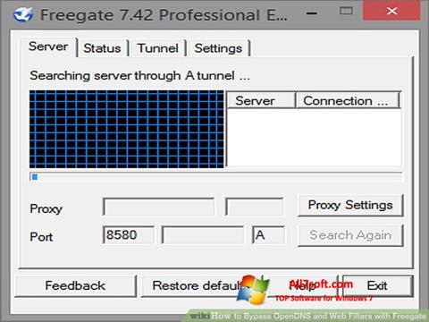 Petikan skrin Freegate untuk Windows 7