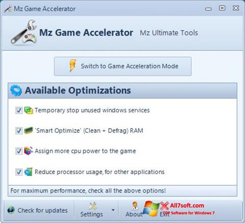 Petikan skrin Mz Game Accelerator untuk Windows 7