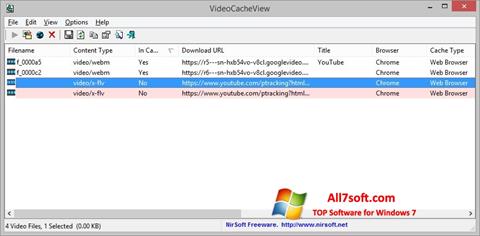 Petikan skrin VideoCacheView untuk Windows 7