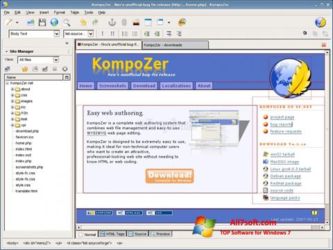 Petikan skrin KompoZer untuk Windows 7