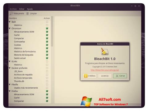 Petikan skrin BleachBit untuk Windows 7
