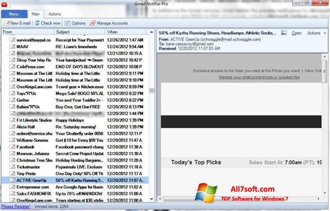 Petikan skrin Gmail Notifier untuk Windows 7