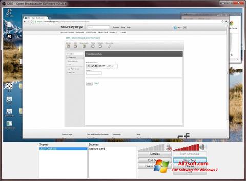 Petikan skrin Open Broadcaster Software untuk Windows 7