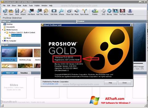 Petikan skrin ProShow Gold untuk Windows 7