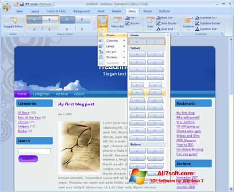 Petikan skrin Artisteer untuk Windows 7