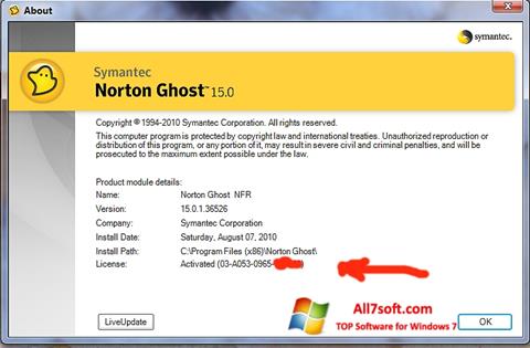 Petikan skrin Norton Ghost untuk Windows 7