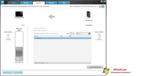 Petikan skrin WD SmartWare untuk Windows 7