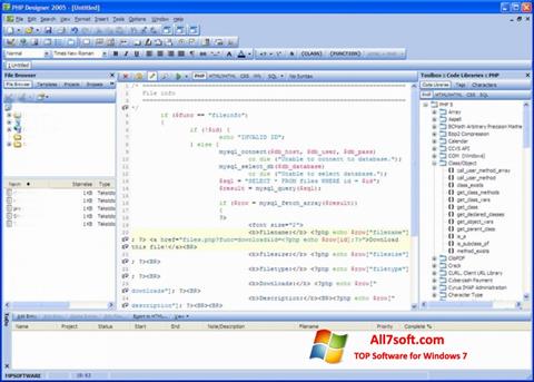 Petikan skrin phpDesigner untuk Windows 7