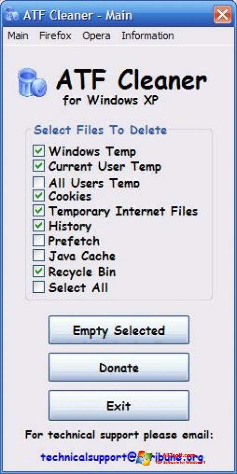 Petikan skrin ATF Cleaner untuk Windows 7