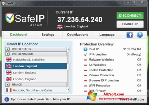 Petikan skrin SafeIP untuk Windows 7