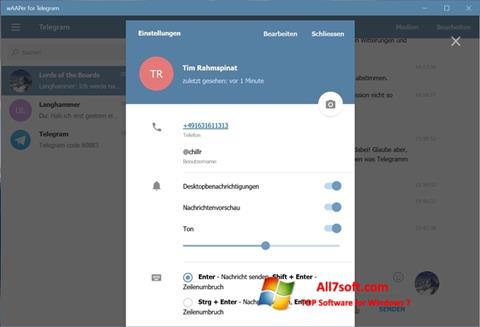 Petikan skrin Telegram untuk Windows 7