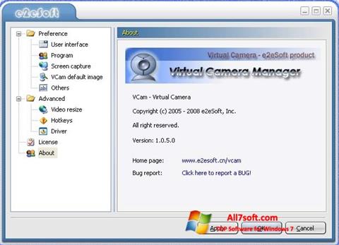 Petikan skrin VCam untuk Windows 7