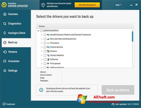 Petikan skrin Auslogics Driver Updater untuk Windows 7