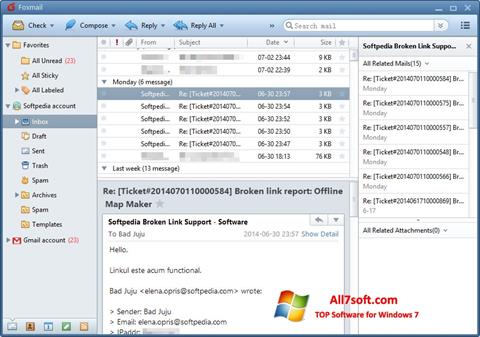 Petikan skrin FoxMail untuk Windows 7