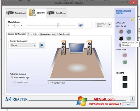 Petikan skrin Realtek HD Audio untuk Windows 7