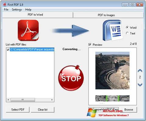 Petikan skrin First PDF untuk Windows 7