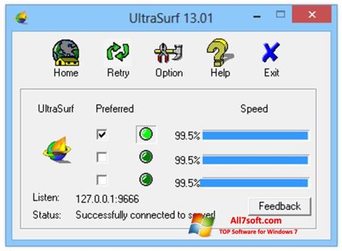 Petikan skrin UltraSurf untuk Windows 7
