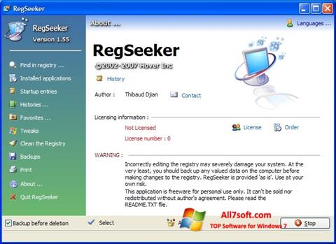 Petikan skrin RegSeeker untuk Windows 7