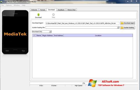 Petikan skrin FlashTool untuk Windows 7