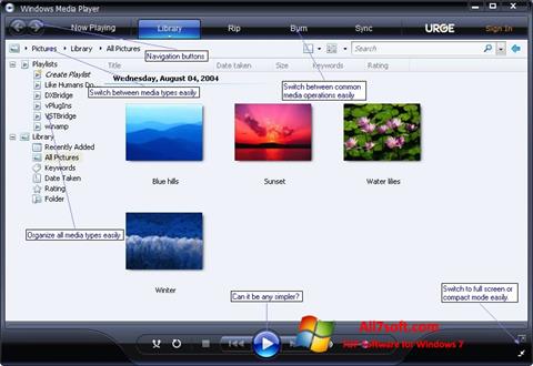 Petikan skrin Media Player untuk Windows 7