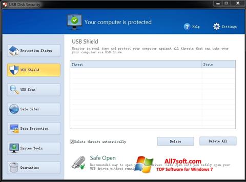 Petikan skrin USB Disk Security untuk Windows 7