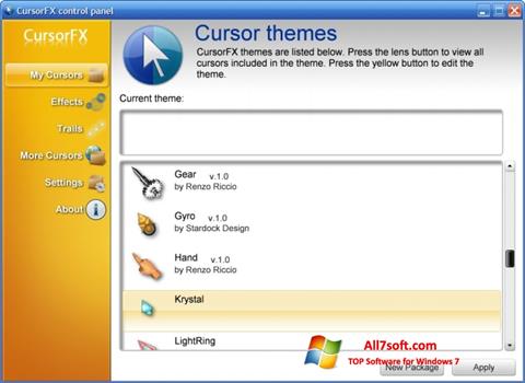 Petikan skrin CursorFX untuk Windows 7