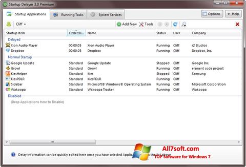 Petikan skrin Startup Delayer untuk Windows 7