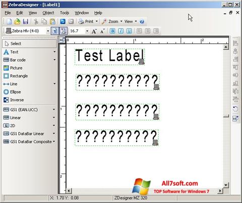 Petikan skrin Zebra Designer untuk Windows 7