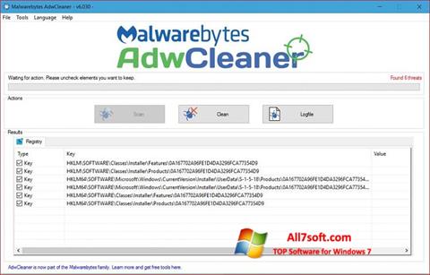 Petikan skrin AdwCleaner untuk Windows 7
