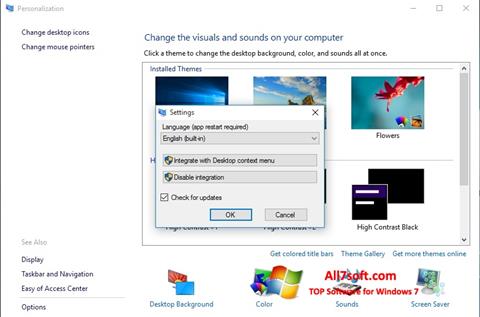Petikan skrin Personalization Panel untuk Windows 7