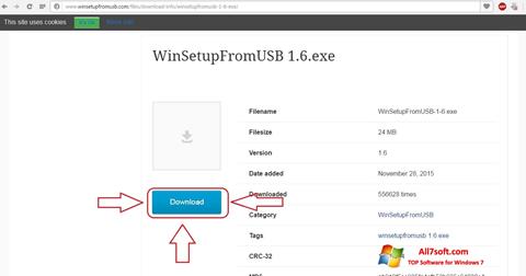 Petikan skrin WinSetupFromUSB untuk Windows 7
