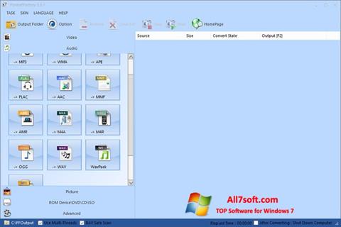Petikan skrin Format Factory untuk Windows 7